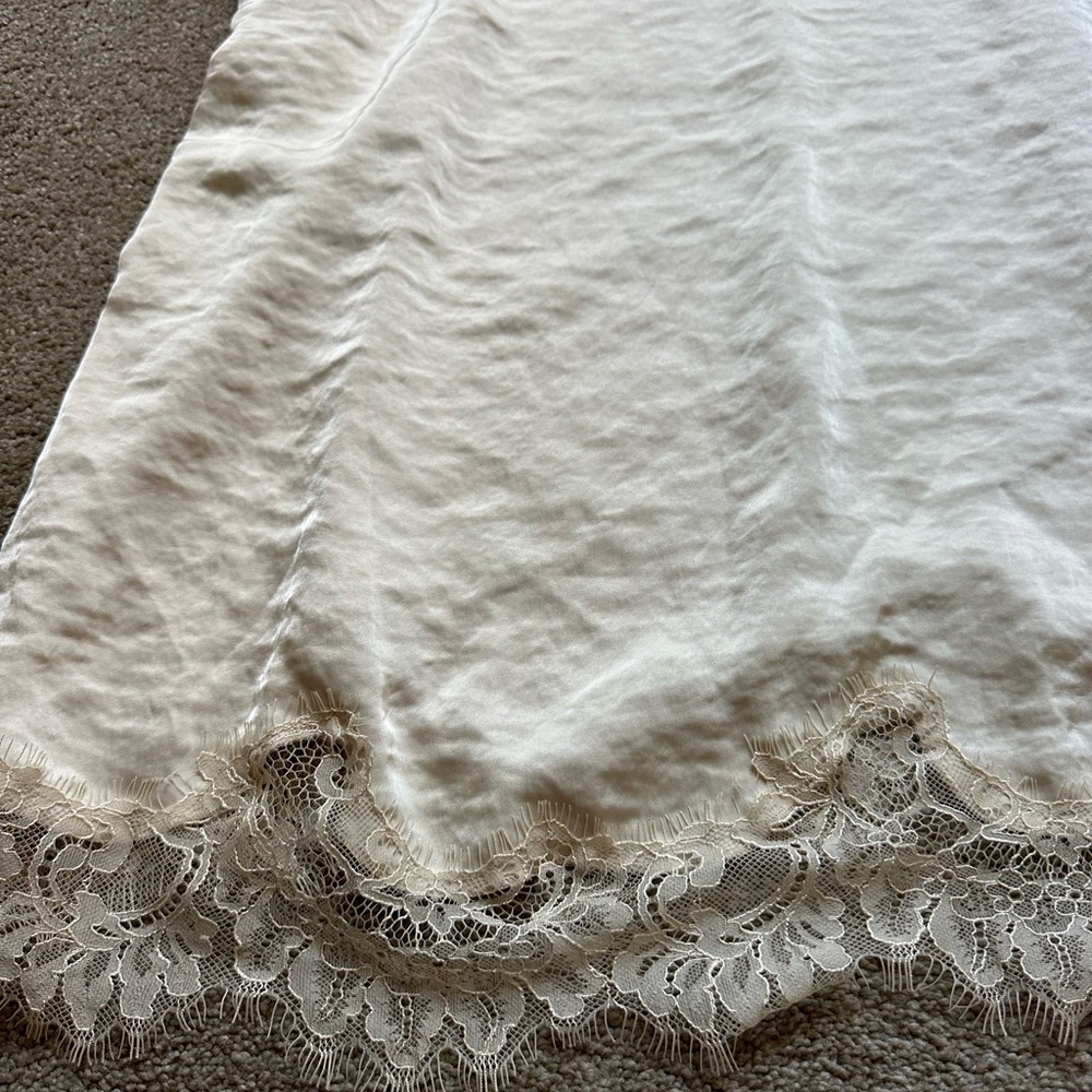 H&M NWT Lace-Trimmed Slip Cream Mini Dress - Picture 3 of 6